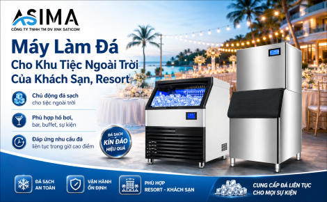 Máy làm đá cho khu tiệc ngoài trời khách sạn, resort