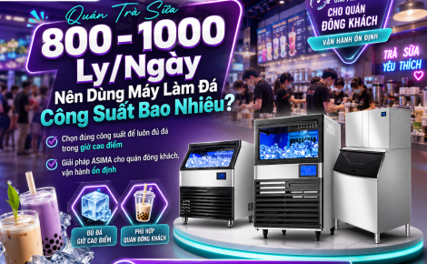 Quán trà sữa 800 - 1000 ly/ngày dùng máy đá bao nhiêu kg?