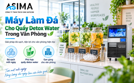 Máy làm đá cho quầy Detox Water trong văn phòng