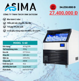 Máy làm đá viên 60kg ASIMA MODEL S-60