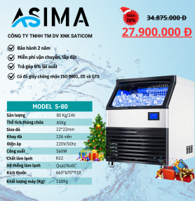 Máy làm đá viên 80kg ASIMA MODEL  S-80
