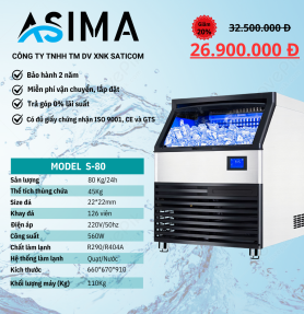 Máy làm đá viên 80kg ASIMA MODEL  S-80