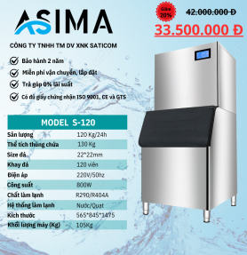 Máy làm đá viên 120kg ASIMA  MODEL  S-120