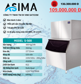 Máy làm đá viên 500kg ASIMA MODEL  S-500