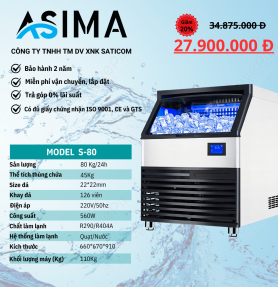 Máy làm đá viên 80kg ASIMA MODEL  S-80